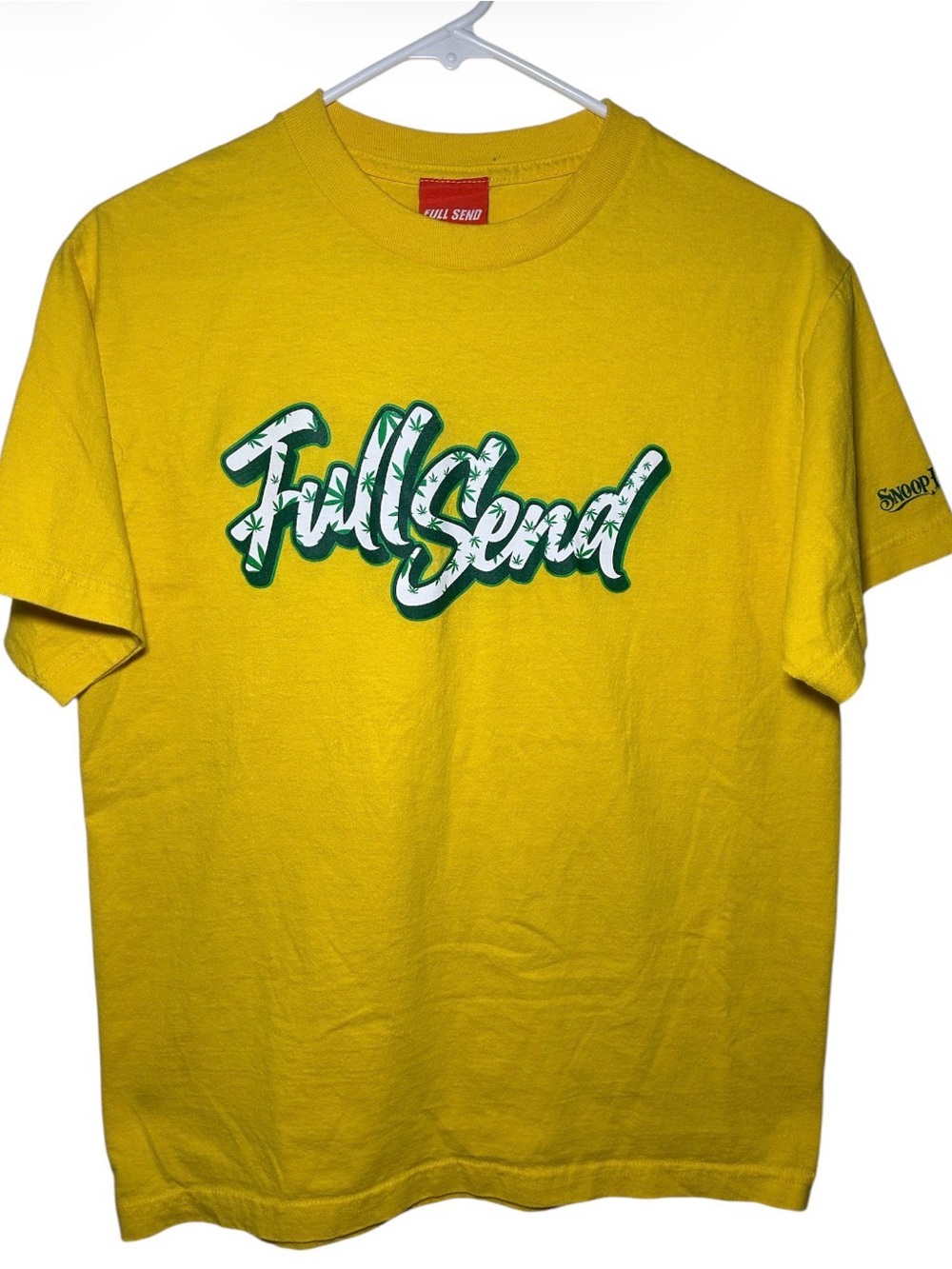 Full Send Graphic Snoop Dog Short Sleeve Yellow 420 Green White Log Medium
